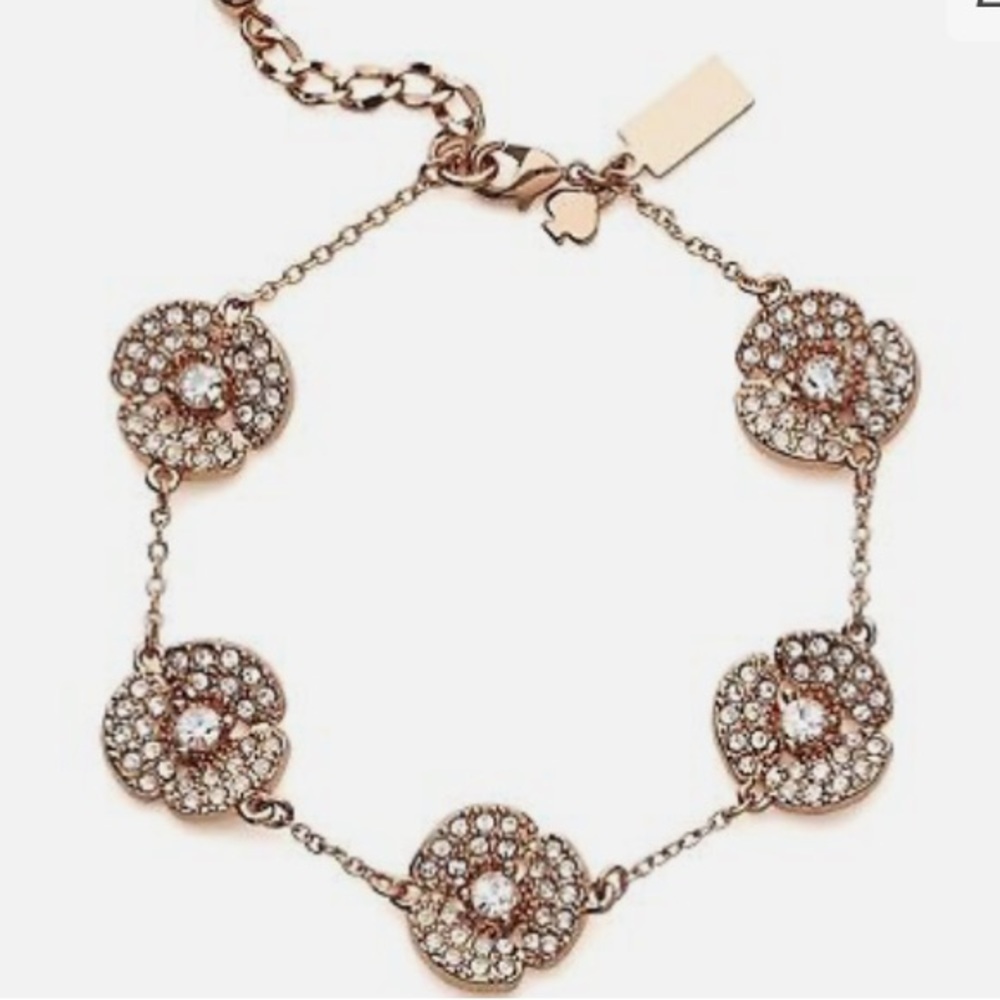 Kate Spade Disco Pancy Bracelet Intricate Pave Crystal Blossoms